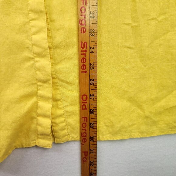 JM Collection Butter Yellow Linen Button-Up Embroidered Details Plus Size 22W - Picture 12 of 13